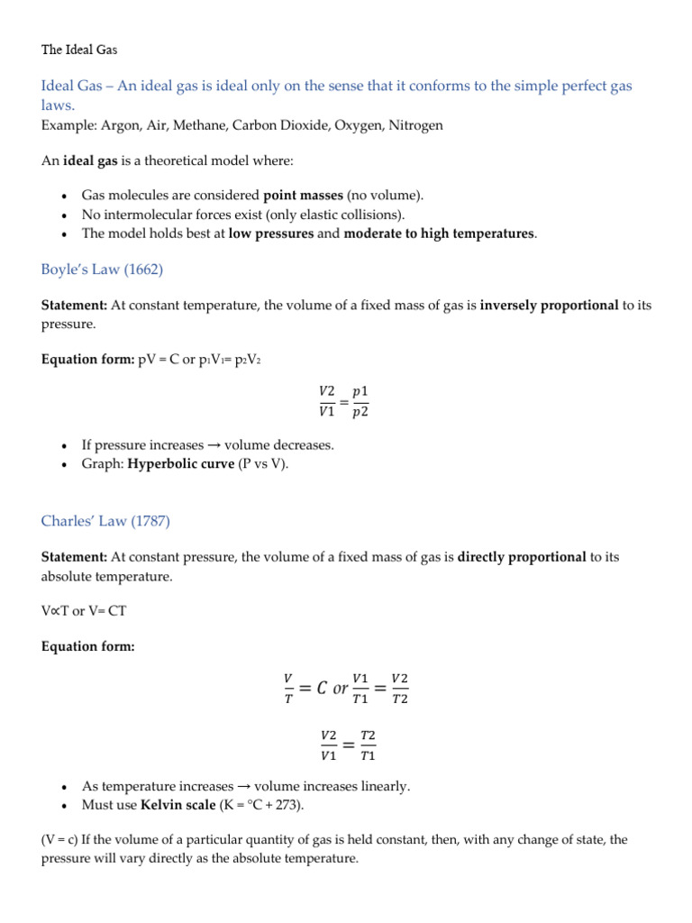 Ideal Gas - Lecture | PDF | Gases | Pressure
