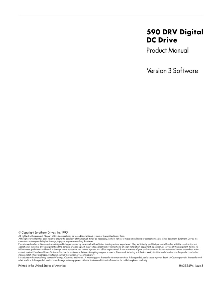 590 DRV Digital DC Drive Product Manual HA352494 | PDF | Electrostatic ...