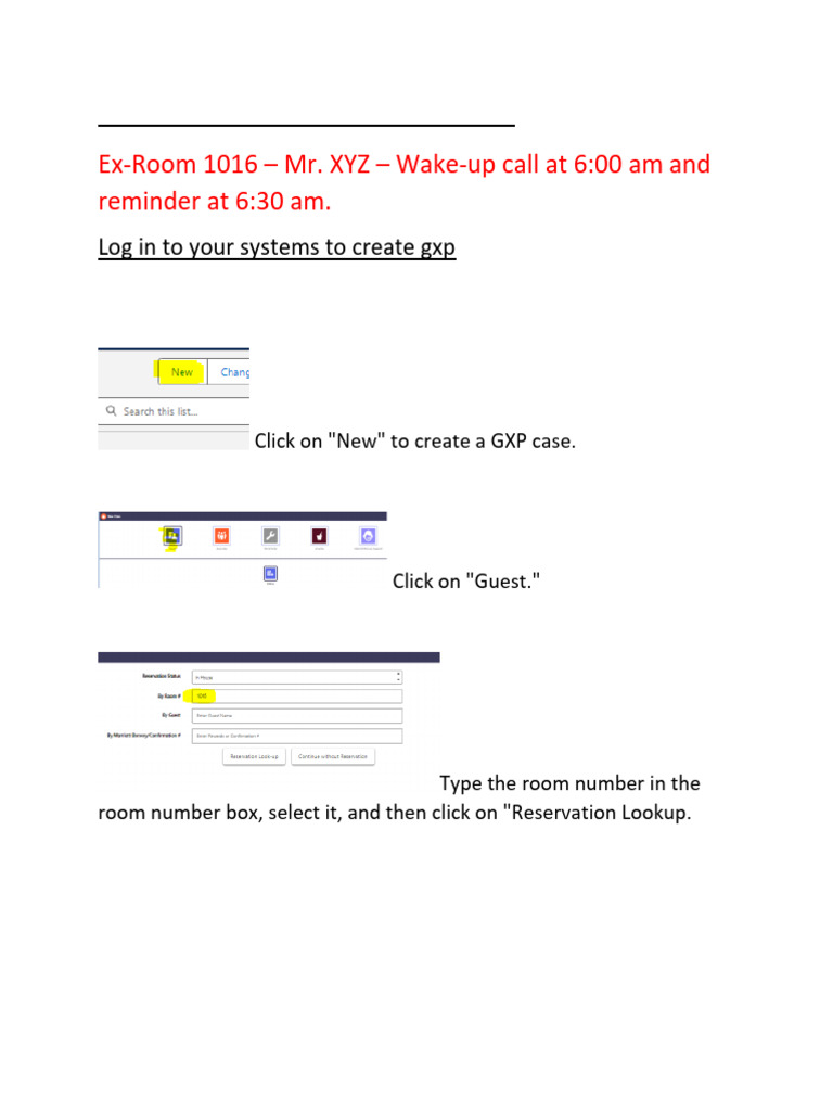 How To Create A GXP Case For A Wake Calls . | PDF