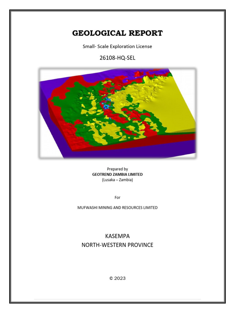 Draft Geological Report Mufwashi | PDF | Earth Sciences | Geology