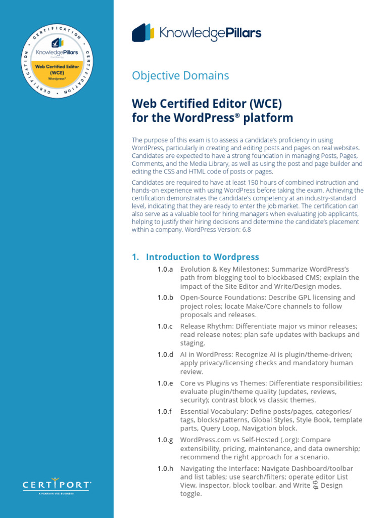 Knowledge Pillars - Web Certified Editor 1225 | PDF | Word Press | Page ...
