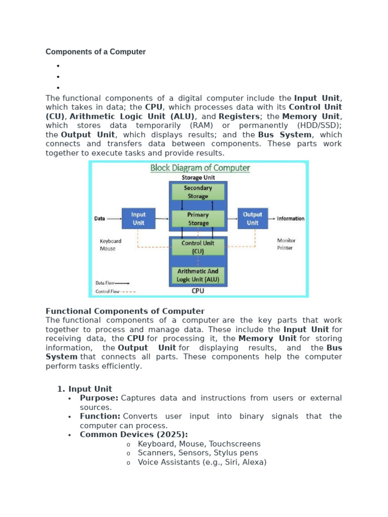 components of computer | PDF | Computer Data Storage | Central ...