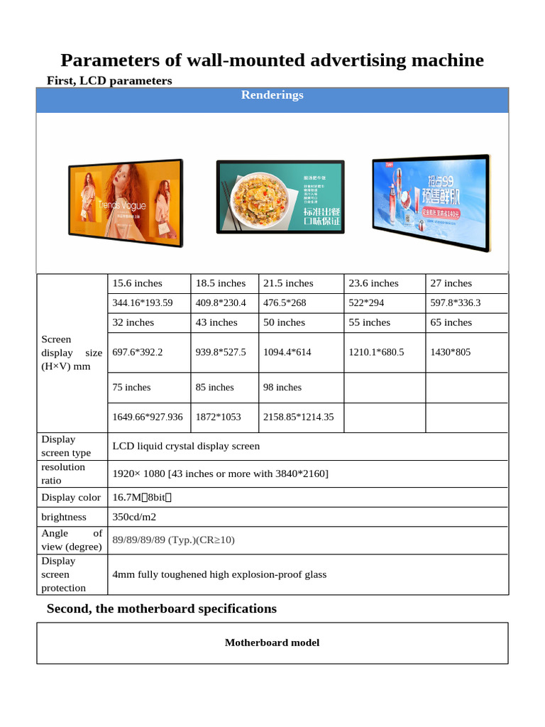 Quation of Food Display Monitor | PDF | Display Resolution | Electronics