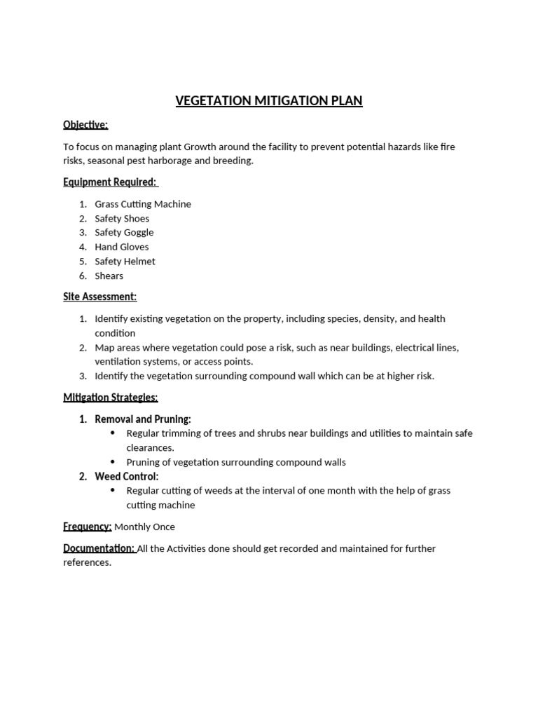 Vegetation Mitigation Plan | PDF