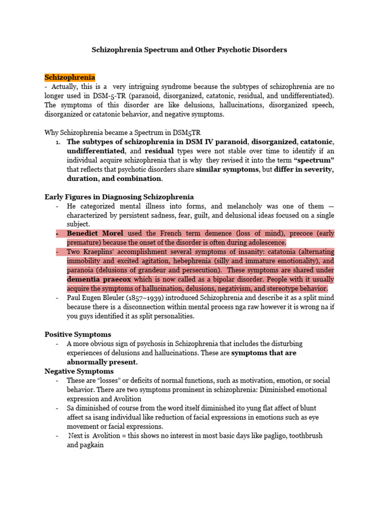 Schizophrenia Spectrum and Other Psychotic Disorders-2 | PDF ...