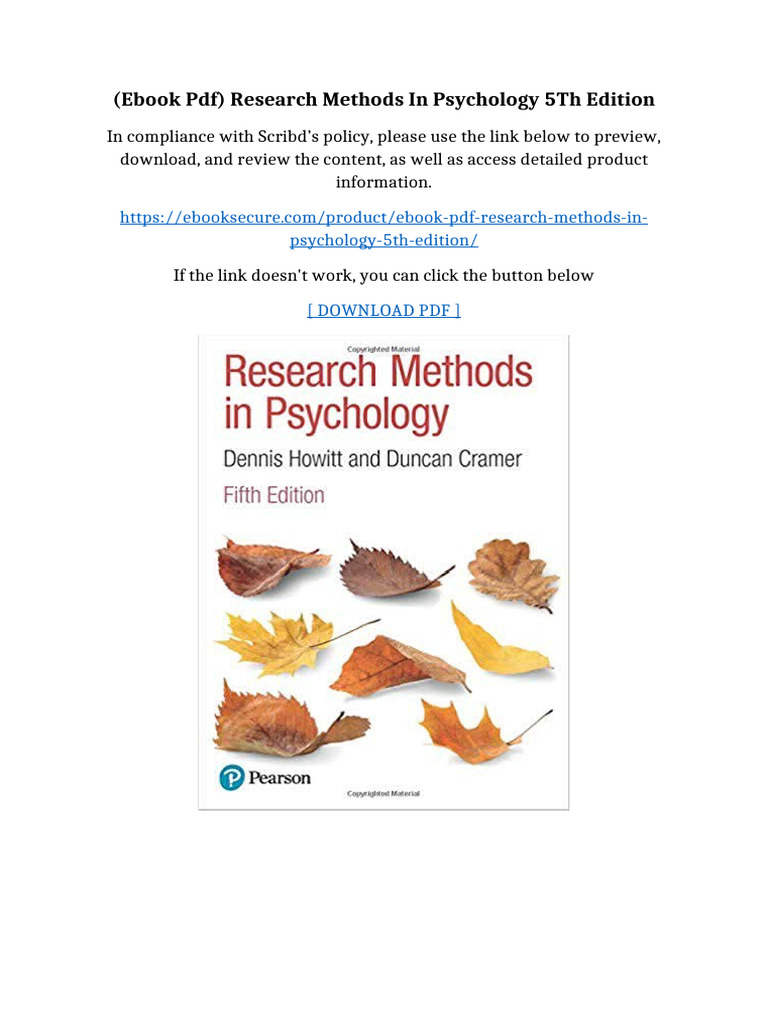 (eBook PDF) Research Methods in Psychology 5th Edition | PDF ...