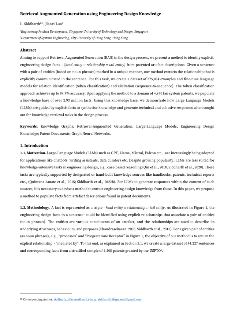 Retrieval Augmented Generation Using Engineering Design Knowledge | PDF ...