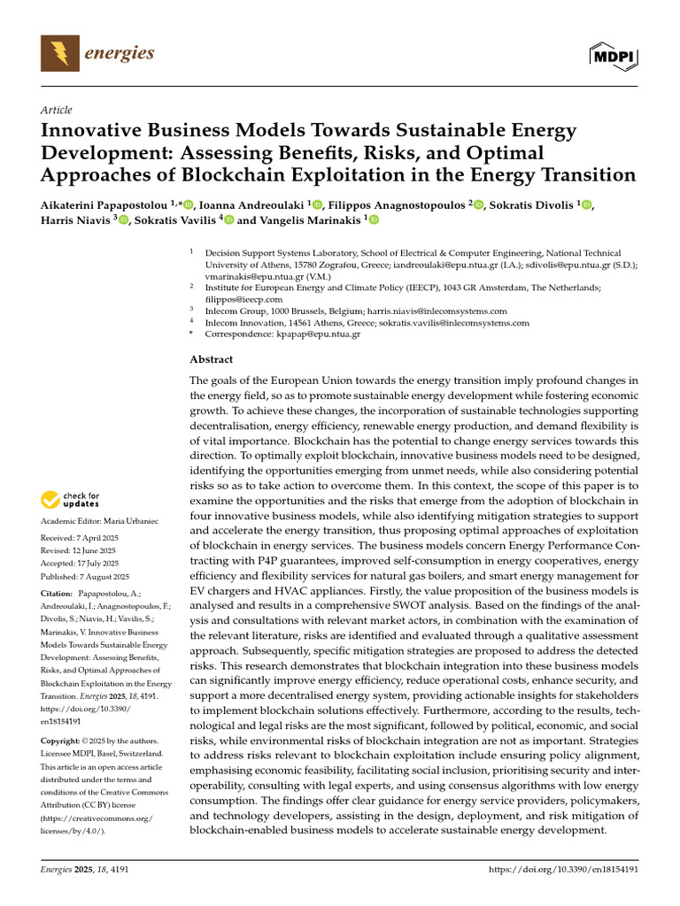 Innovative Business Models Towards Sustainable Energy Development ...