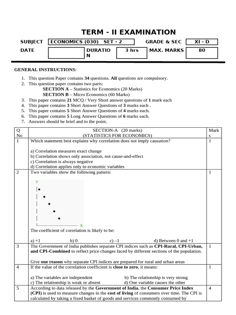 25-26 Economics Grade XI Term 2 - Paper 2 | PDF | Cost Of Living | Demand