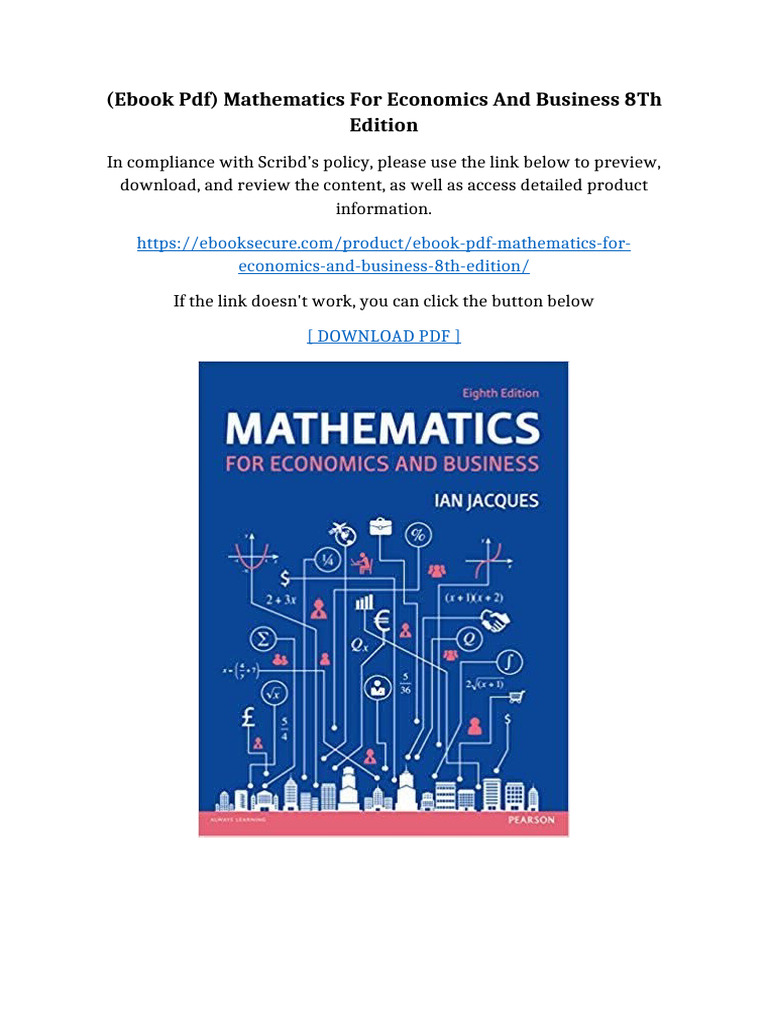 (Ebook PDF) Mathematics For Economics and Business 8th Edition | PDF ...