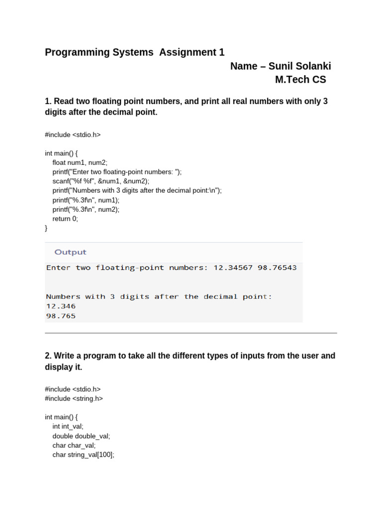 Programming Systems Lab Assignment 1 - Harshit Rai | PDF | Integer ...