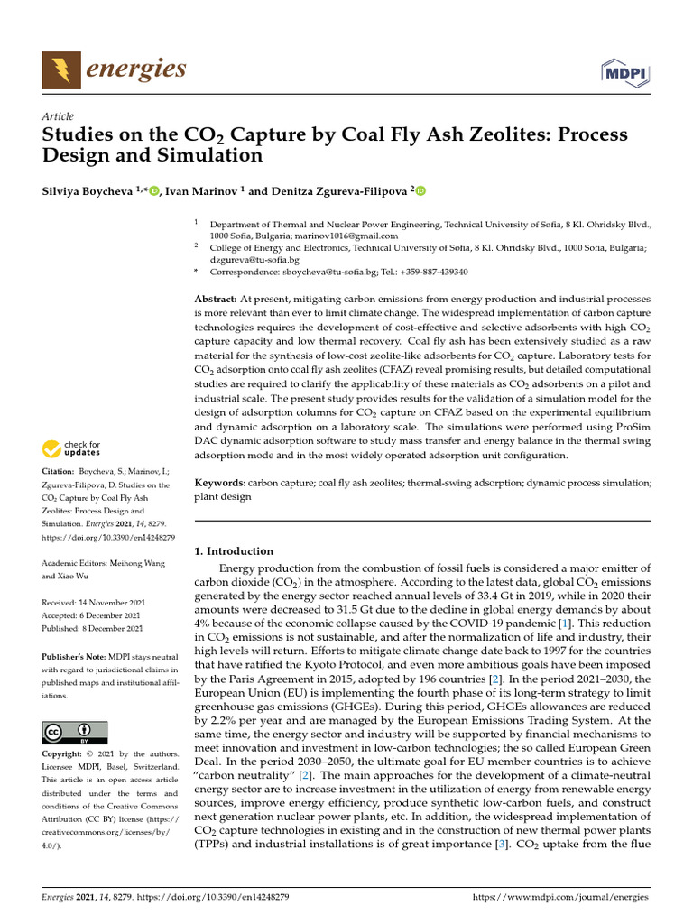 Studies on the CO2 Capture by Coal Fly A | PDF | Adsorption | Zeolite