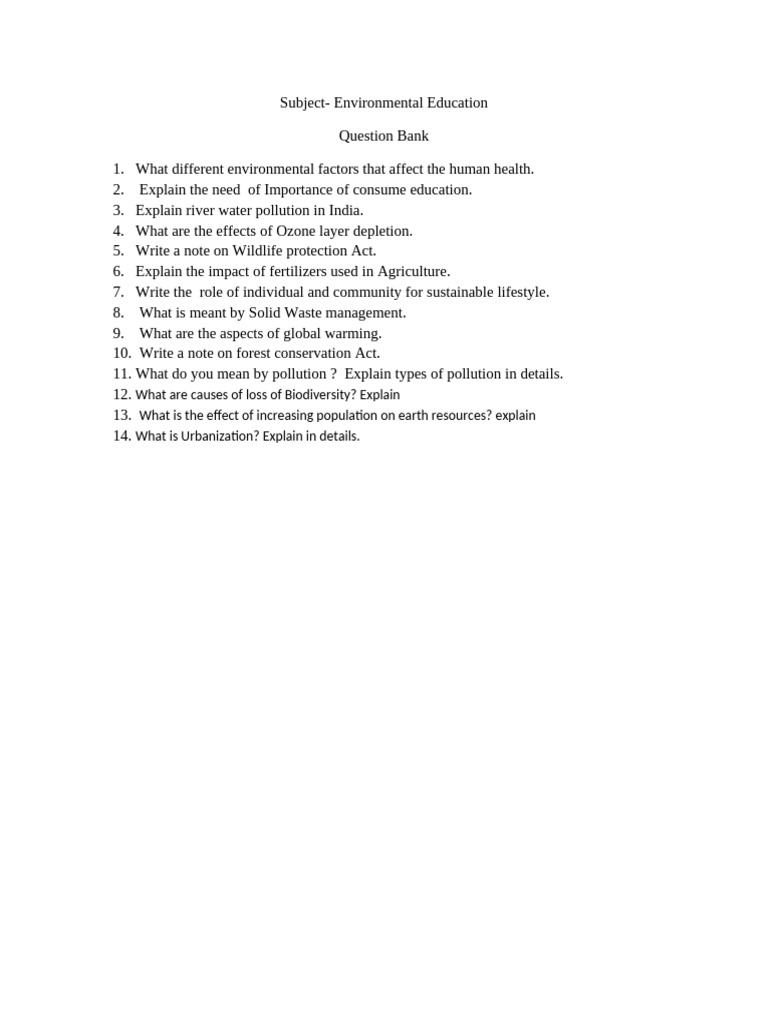 EVS Question Bank | PDF