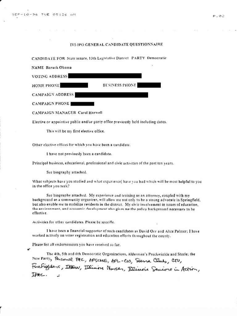 Obama 1996 Questionnaire Supporting Banning Hand Guns | PDF | United ...