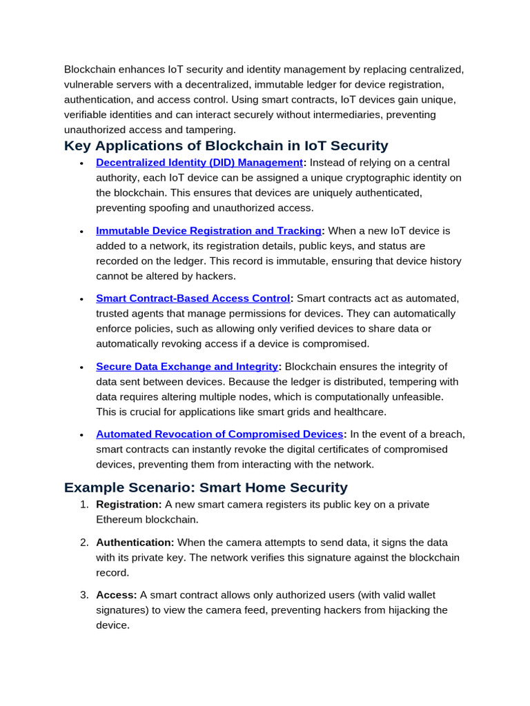 Blockchain Enhances IoT Security and Identity Management By | PDF ...