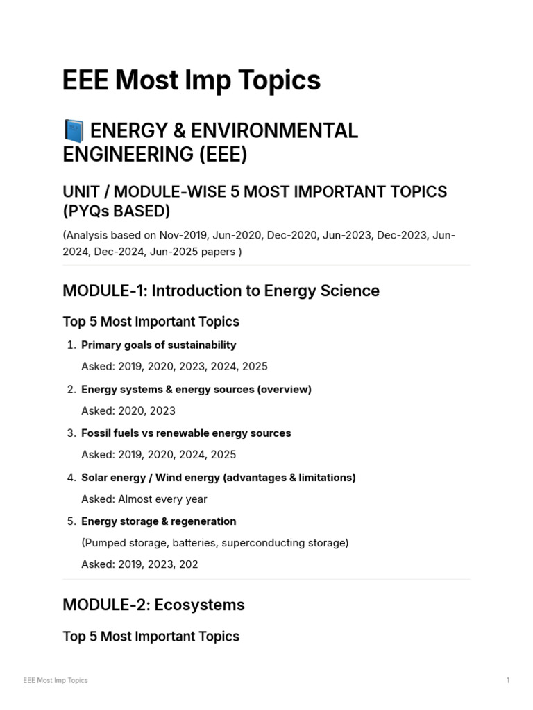 Eee Imp Topics | PDF | Energy Development | Conservation Biology