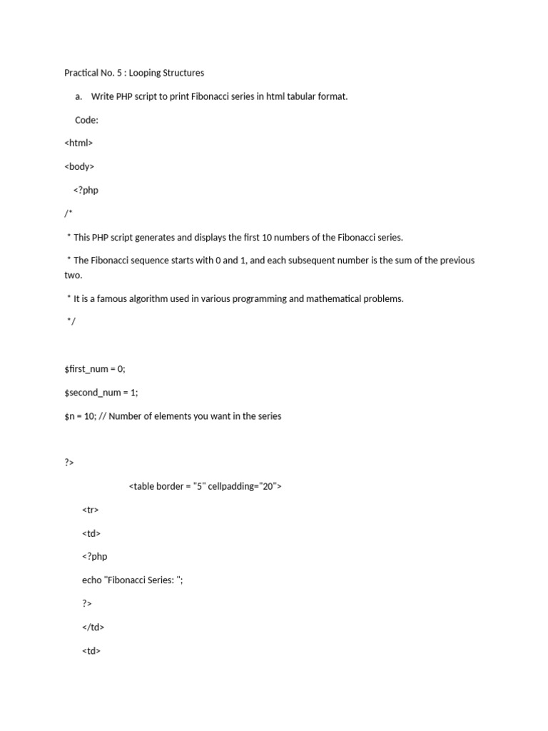 Practical No 5 PHP | PDF