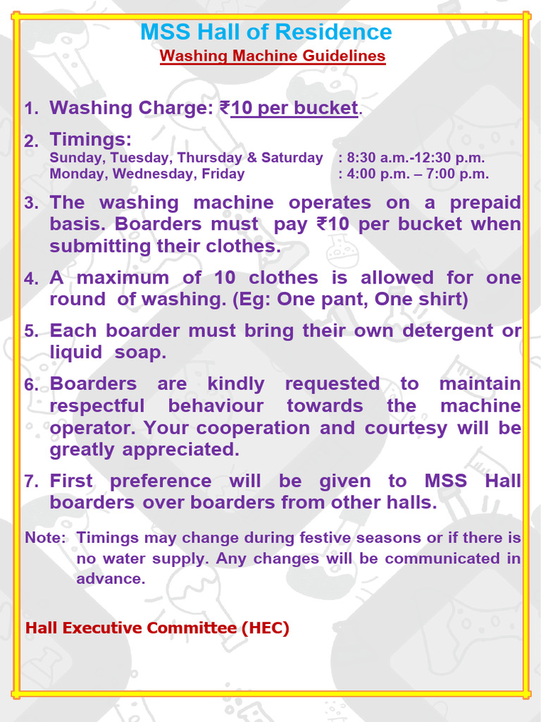 Washing Machine Guidelines (MSS) | PDF