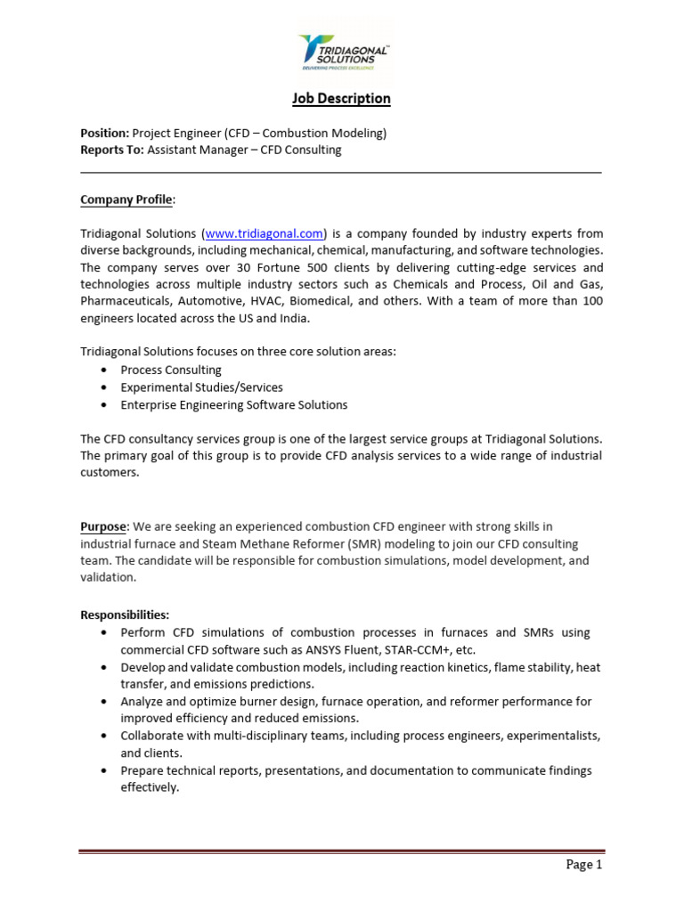 JD Engineer Combustion CFD Master | PDF | Combustion | Computational ...