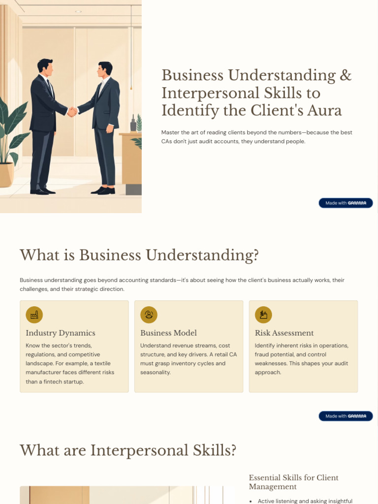 Business Understanding and Interpersonal Skills to Identify the Clients ...