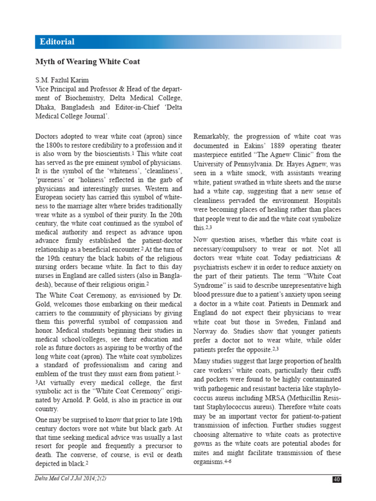 Myth of Wearing White Coat 17pb69r9na | PDF | Medical School | Clothing