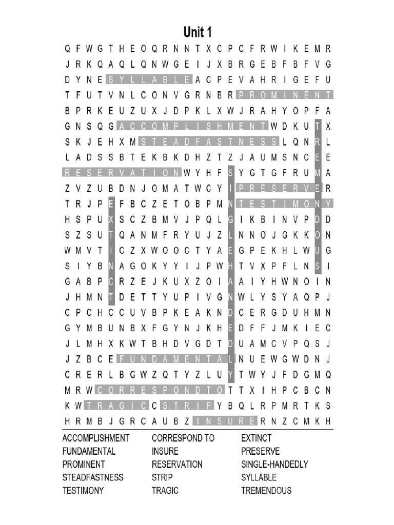 Word Search Answers | PDF