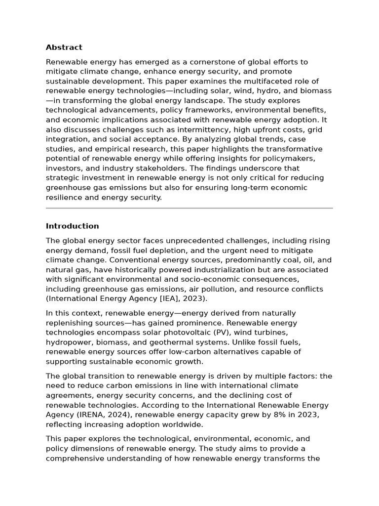 Renewable Energy | PDF | Renewable Energy | Climate Change Mitigation