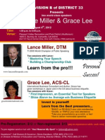DIVISION B of DISTRICT 33 Presents two world-class speakers Lance Miller & Grace Lee on Saturday, August 4 at 1p