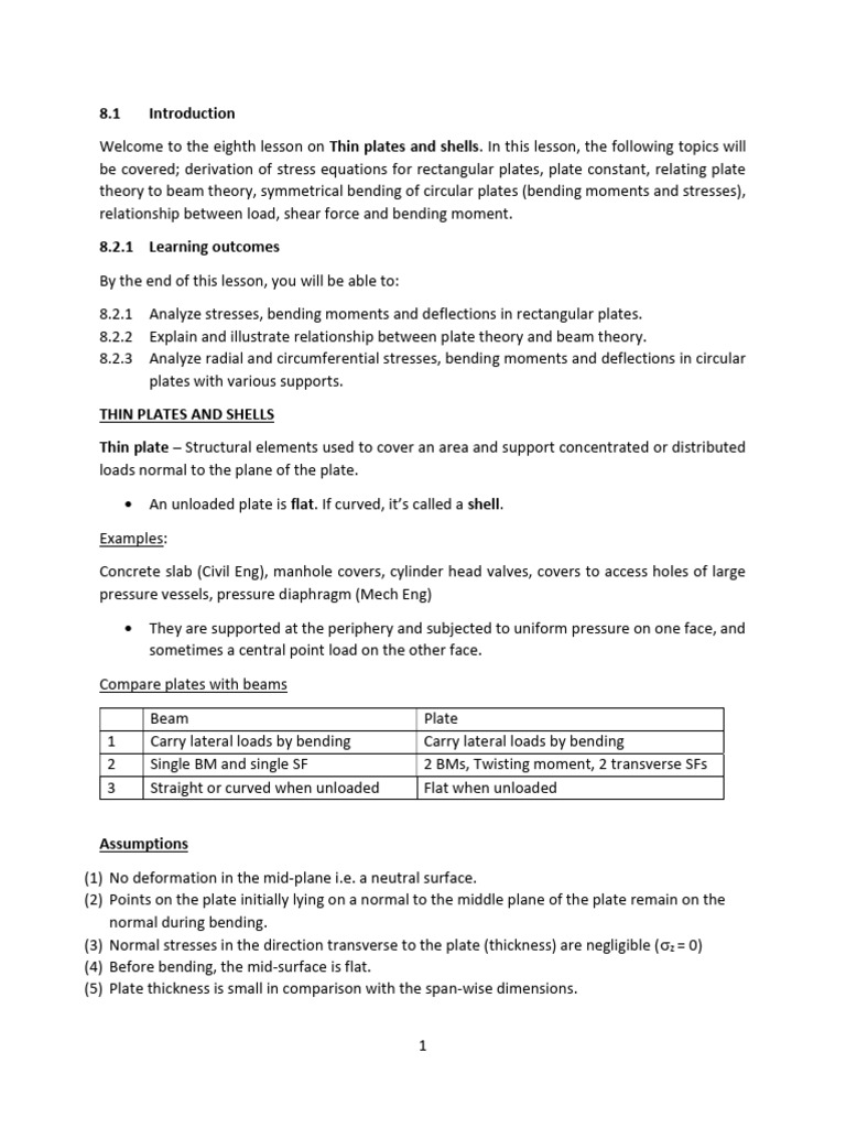 EMG 2411 - 5-Plates and Shells | PDF | Bending | Beam (Structure)