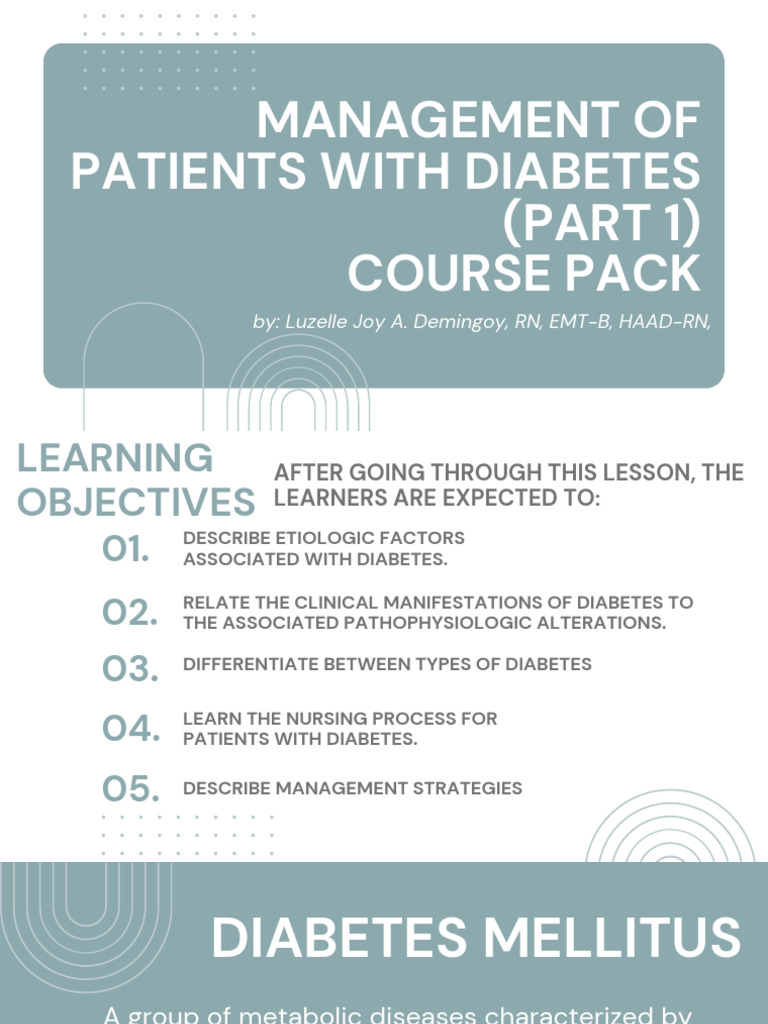 Course Pack Management of DM Part 1 | PDF | Diabetes | Pancreas