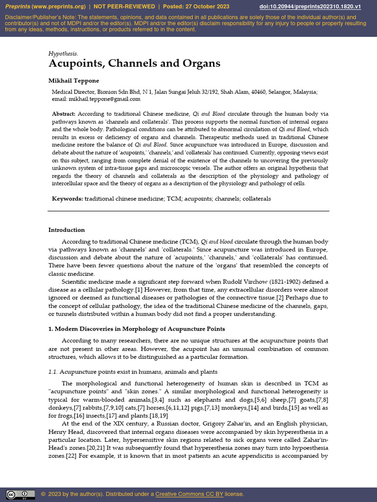 Teppone Acupoints Channels Organs | PDF | Traditional Chinese Medicine ...