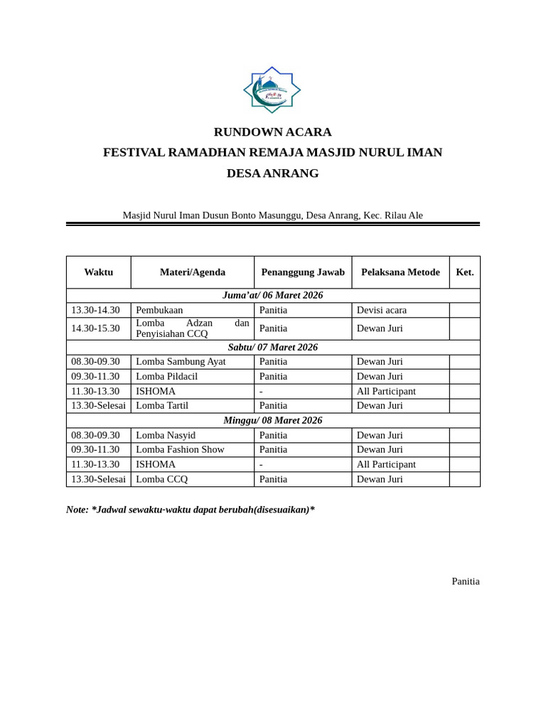 Rundown Acara | PDF
