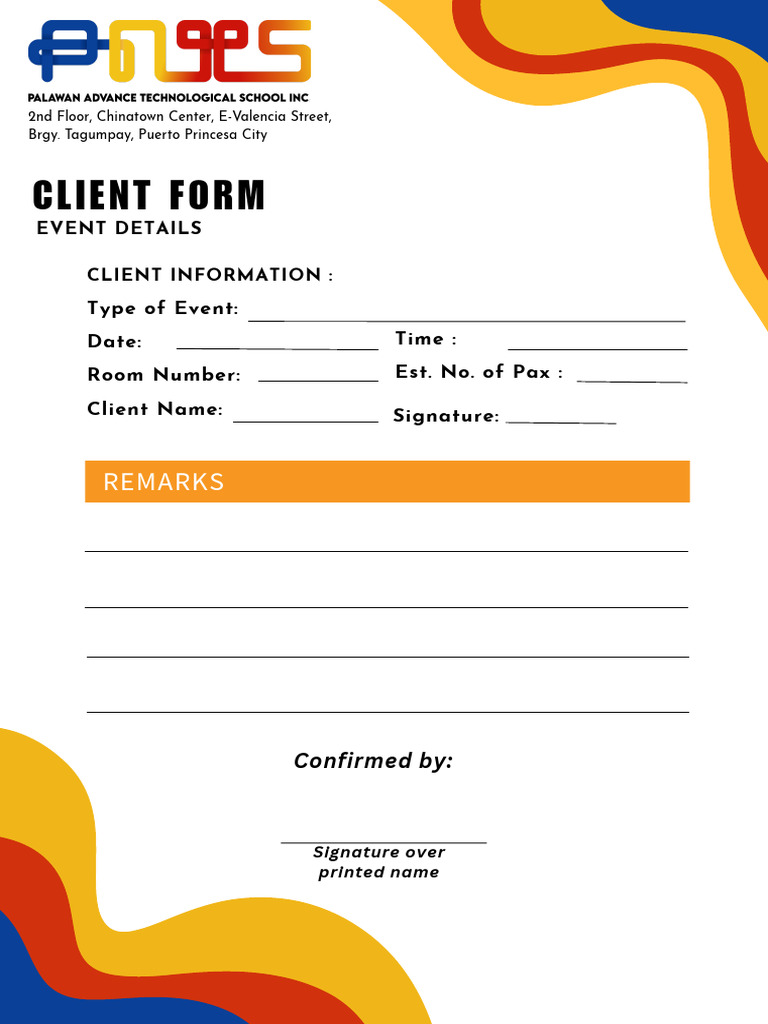 Pats Event Client Form | PDF