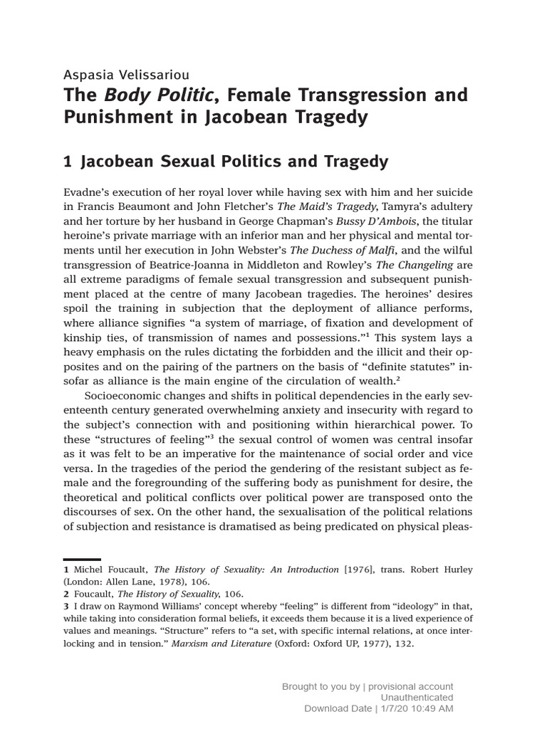 The Body Politic, Female Transgression in Jacobean Drama | PDF ...