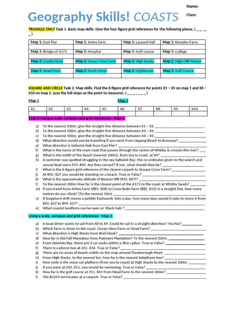 Task-sheet---1-each | PDF | Coast | Physical Oceanography