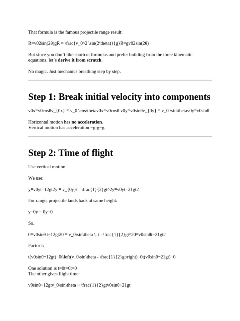 That Formula is the Famous Projectile Range Result | PDF