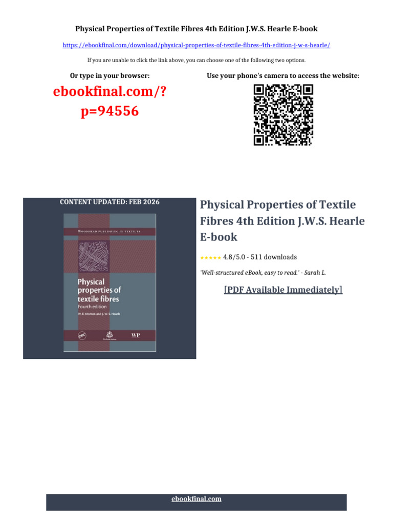 Physical Properties of Textile Fibres 4th Edition J.W.S. Hearle Ebook ...