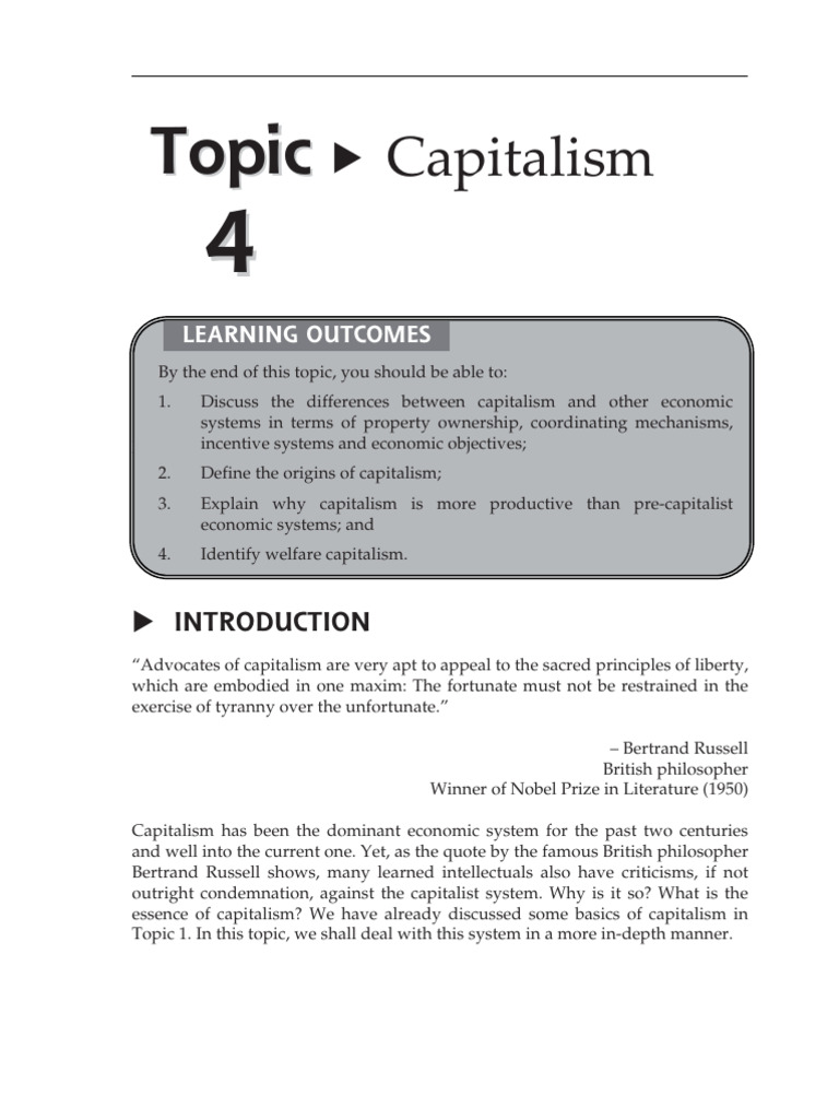 Topic 4 Capitalism | PDF | Capitalism | Socialism