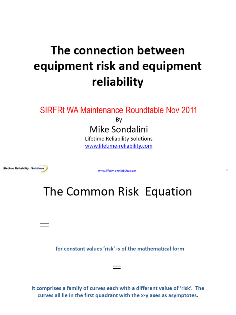 Equipment Risk and Equipment Reliability 1665292573 | PDF