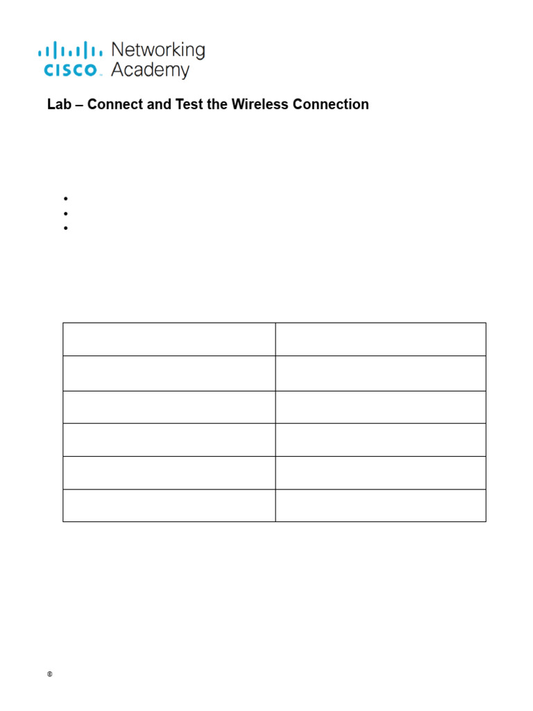 Lab - Connect and Test The Wireless Connection | PDF | Router ...