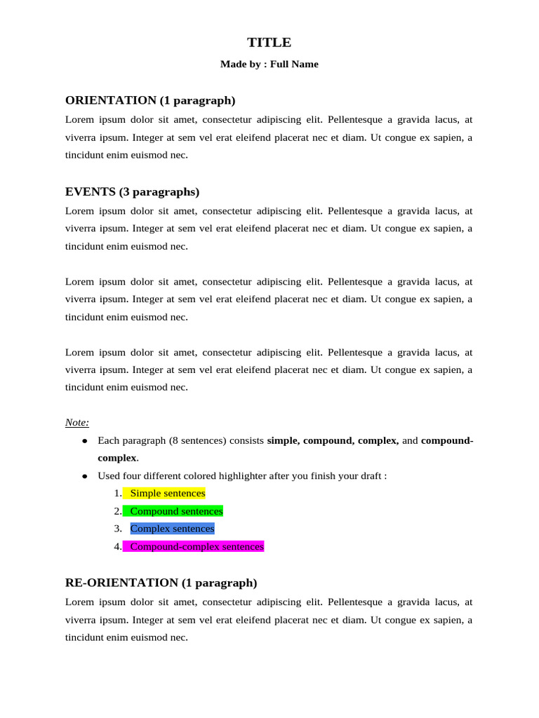 Template Past Experience - Recount Text | PDF