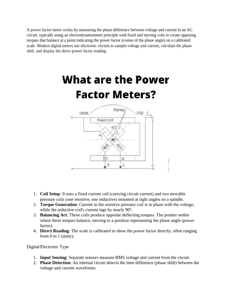 Power Factor Meter | PDF | Inductor | Electromagnetic Induction