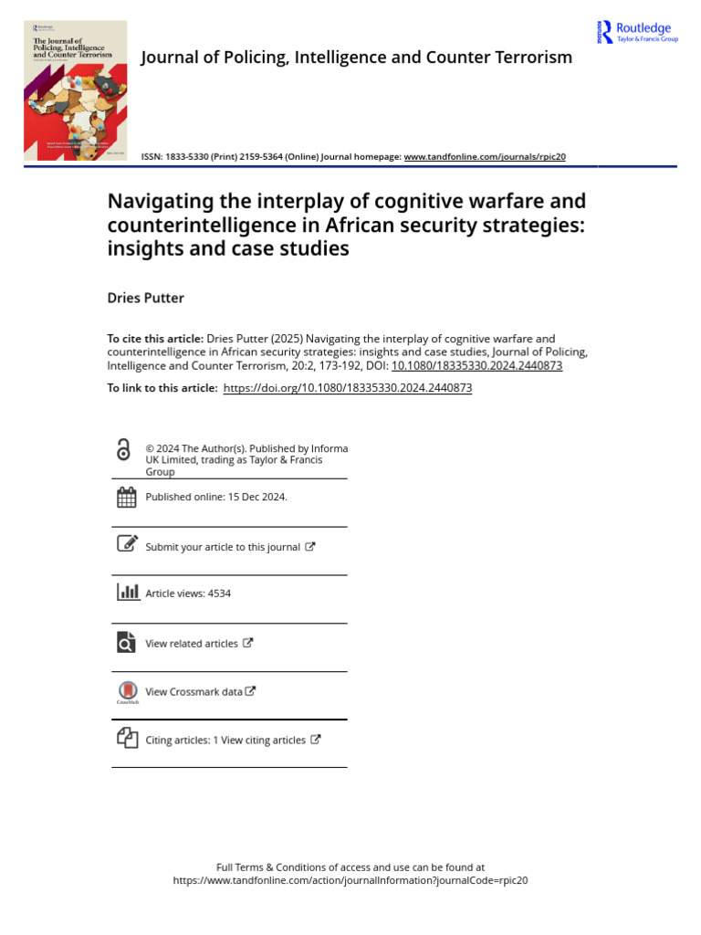 Navigating the interplay of cognitive warfare and counterintelligence ...