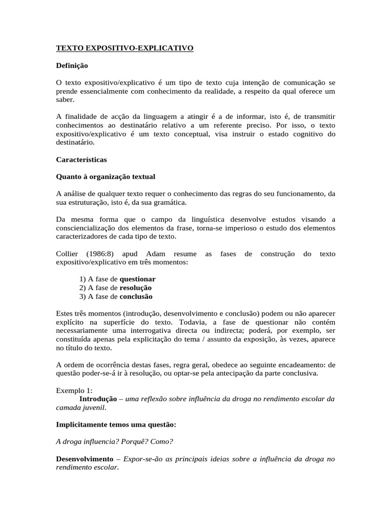 Ficha Sobre o Texto Expositivo-Explicativo e Argumentativo | PDF ...