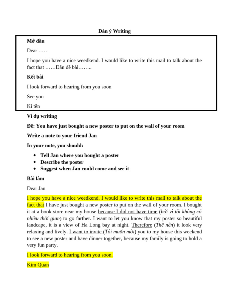 Dàn ý Writing | PDF