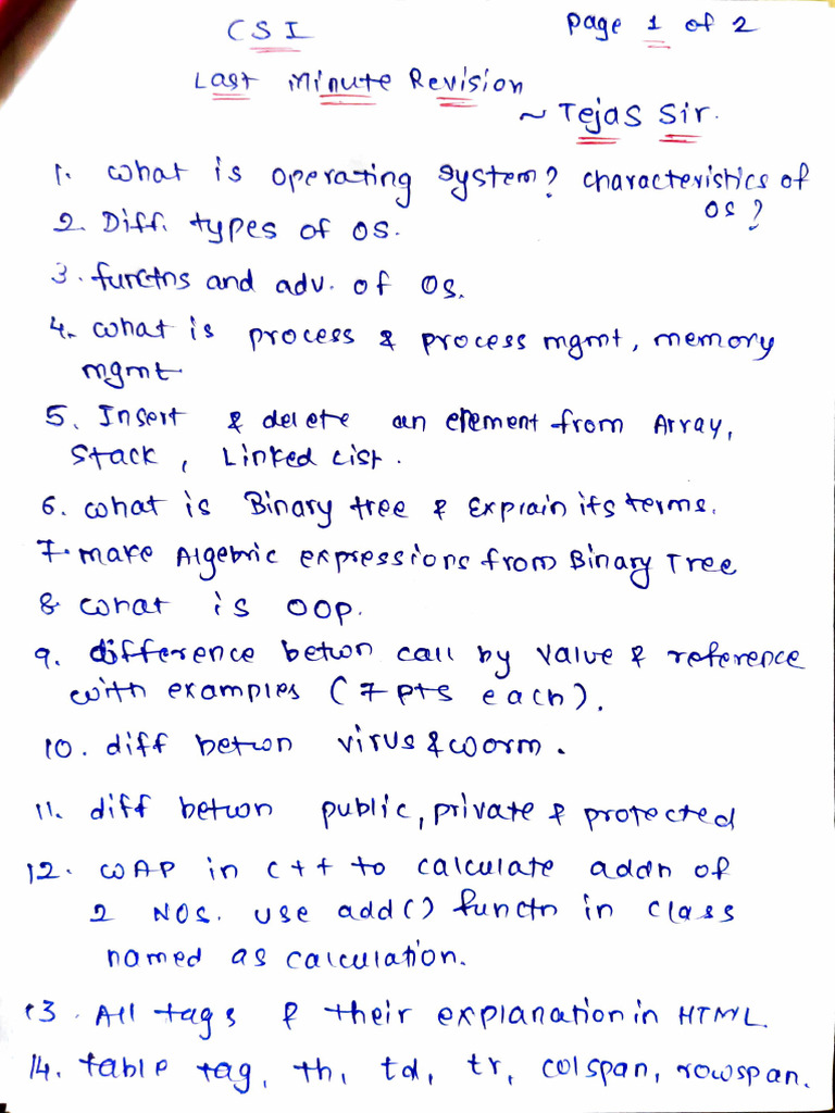 CS 1 Question Bank | PDF