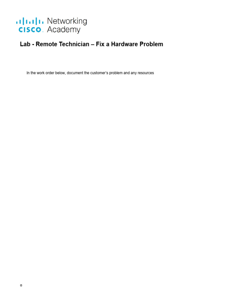Lab - Remote Technician – Fix a Hardware Problem | PDF | Computer ...