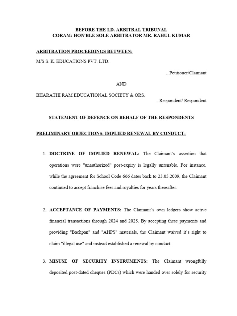 Statement of Defense & Counter Claim and Affidavits | PDF | Cheque ...