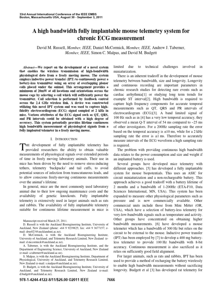 A High Bandwidth Fully Implantable Mouse Telemetry System for Chronic ...