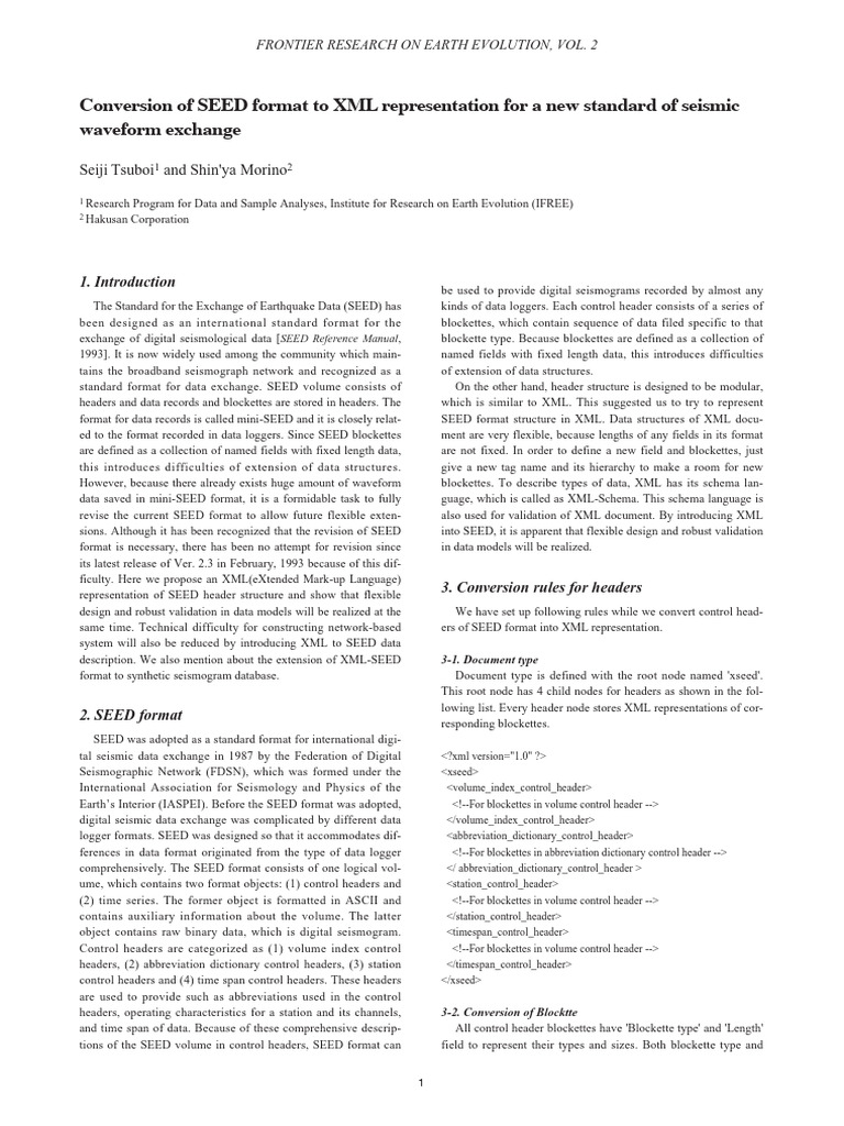 Conversion of SEED Format To XML Representation For A New Standard of ...